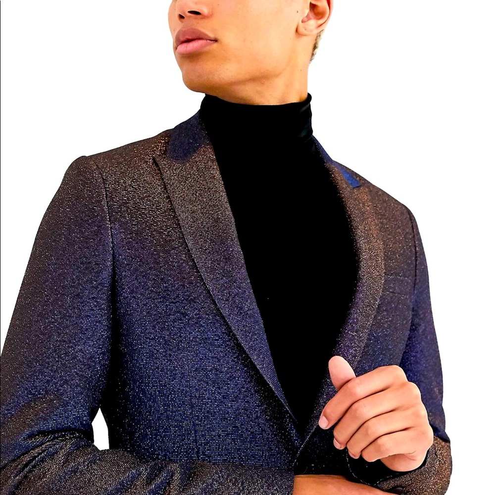 ASOS DESIGN Blazer in Glitter Black Velvet - 38L